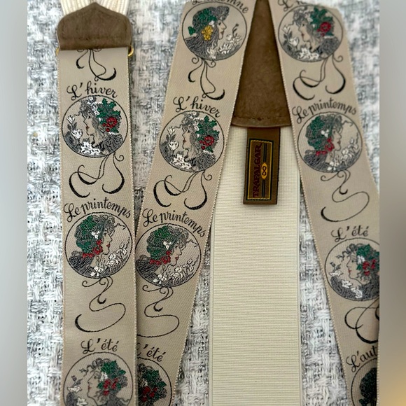 Vintage Limited Edition Trafalgar 100% Silk French Seasons Braces,  Gently Used - Picture 2 of 9